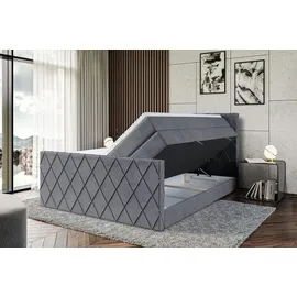 altdecor Boxspringbett mit Matratze und Lattenrost - LEPARO -Z KING - 160x200 cm - Dunkelgrau Samt - Topper, Fußteil, Polsterbett mit Bettkasten, ... - Dunkelgrau