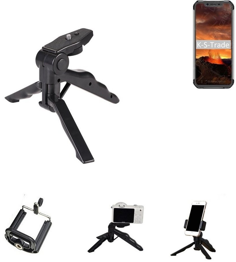 K-S-Trade für Blackview BV9600E Smartphone-Halterung, (Stativ Tisch-Ständer Dreibein Handy-Stativ Ständer Mini-Stativ) schwarz