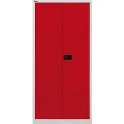 BISLEY Putzmittelschrank Universal  E782AAG506 lichtgrau, kardinalrot 91,4 x 40,0 x 195,0 cm, aufgebaut