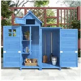 Merax Garten-Geräteschrank, BxT: 118x54 cm, mit Satteldach, Gerätehaus Holz, Geräteschuppen mit Ablage, wetterfest blau