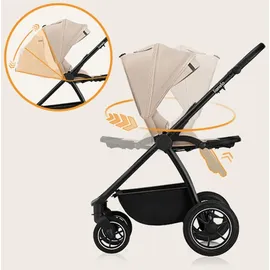 lionelo MERIL 3-in-1 Multifunktionaler Kinderwagen 0-48 Monate Bis zu 22 kg, Babywanne bis zu 9 kg, Kindersitz bis zu 13 kg, Geländeräder 360°, Vollfederung, XXL-Verdeck mit UPF50+