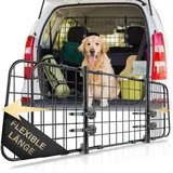 Heldenwerk Universal Kofferraum Trenngitter für Hunde Auto Hundegitter zum Transport für deinen Hund - Schutzgitter mit Kopfstützen-Befestigung - Stufenlos verstellbares Kofferraumschutz Gitter