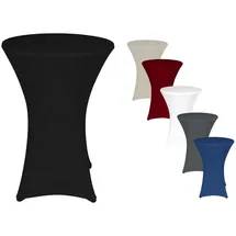 TexDeko 2er-Set Stretch Stehtischhusse für Bistrotisch Ø 80-85 cm Schwarz | strapazierfähig verstärkte Fußtaschen bügelfrei waschbar