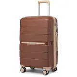 British Traveller Reisekoffer Handgepäck Koffer Trolleys Handgepäck Hartschalenkoffer 100% PP Handgepäck Koffer mit 8 Spinnerräder Rollkoffer 56 * 37 * 22cm Suitcase TSA-Schloss Braun