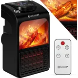 Kesser KESSER® Steckdosen Heizlüfter Energiesparend Mini mit Kaminfeuereffekt Fernbedienung LCD Display Keramik Heizung mit Thermostat 400W - Temperaturregelung Timer Büro Badezimmer Schlafzimmer