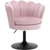 Woltu Schminktisch Stuhl Blumenform, Schminkstuhl mit Lehne, Esszimmerstuhl höhenverstellbar, Barstuhl 360° drehbar, Drehhocker 150 kg belastbar, runder Hocker, mit Samtbezug, Rosa, BH420rs-1