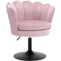 Woltu Schminktisch Stuhl Blumenform, Schminkstuhl mit Lehne, Esszimmerstuhl höhenverstellbar, Barstuhl 360° drehbar, Drehhocker 150 kg belastbar, runder Hocker, mit Samtbezug, Rosa, BH420rs-1