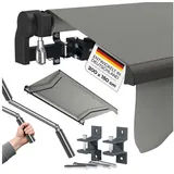 STEELSØN Gelenkarmmarkise Kestria wetterfest & blickdicht (200x150 cm, grau) mit Aluminium-Kassette & Wandhalterung, langlebiges Kunstftoffgewebe grau