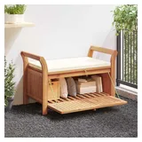 furnicato Garten-Truhenbank 91 x 50 x 60 cm Braun/Weiß