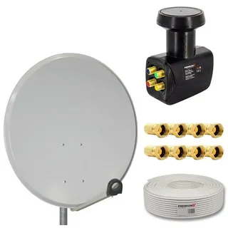 PremiumX SAT Anlage 80cm Antenne Quad LNB 10m Kabel 8x F-Stecker SAT-Antenne