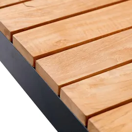 Cinas Gardenson Gartentisch MOOD Classic, Anthrazit, Teak, Holz, Metall, Teakholz, vollmassiv, rechteckig, Rundrohr, 100x74x208 cm, rostfrei, Gartenmöbel, Gartentische,