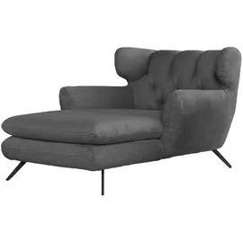 KAWOLA Relaxsessel CHARME Cord 80 x 70 x 200 cm Grau mit Kissen