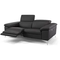 Sofanella 2-Sitzer Leder Stella, Relaxsofa, Designsofa, Designer Couch, Italienisches Sofa, 2er Sofa schwarz