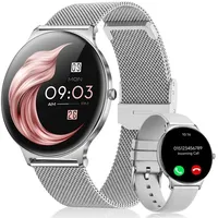 SWGOTA 2026 Smartwatch Damen Ultradünn mit 1,56" AMOLED und 20 Tage Akku Smartwatch IP68+5ATM Fitnessuhr mit 150+ Sportmodi und Bluetooth-Anruf, sowie SpO2-, WhatsApp Benachrichtigungen, Herzfrequenz-, Blutdruck- und Schlafüberwachung für Android und iOS silberfarben
