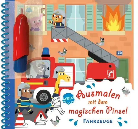 Ausmalen mit dem magischen Pinsel. Fahrzeuge Malbuch mit Wassertankstift für Kinder ab 3 Jahren