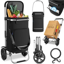 maxVitalis Einkaufstrolley klappbar, Einkaufswagen mit Kühlfach, 3in1 Trolley, Sackkarre & Umhängetasche