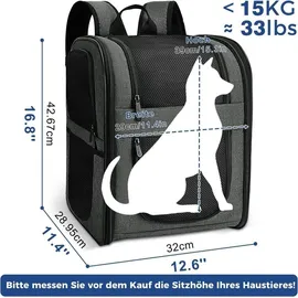 luxuskollektion Haustier Rucksack Tragetasche 2-12kg Grau