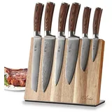 Wakoli Edib 6er Damastmesserset I 8 - 20 cm Klinge I mit Messerblock