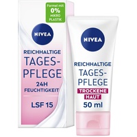 NIVEA Reichhaltige Tagespflege 24h Feuchtigkeit (50 ml), Gesichtscreme für