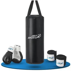 ArtSport Boxsack Set gefüllt – Kinder Boxset 10 kg mit Boxhandschuhen, Bandagen, Deckenhalterung