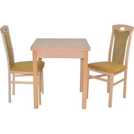 Hofmann Living And More Essgruppe "3tlg. Tischgruppe", gelb (buche, nachbildung, gelb, buche, nachbildung), B:45cm H:95cm T:48cm, FSC-zertifiziertes Massivholz, HOFMANN LIVING AND MORE, Sitzmöbel-Sets, Essgruppe, Stühle montiert