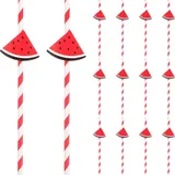 SAFIGLE Hawaiische Trinkhalme Wassermelone Muster 30 Stück Dekorative Bunte Strohhalme Für Sommerpartys Tropisches Partyzubehör Diy Cocktailstrohhalme