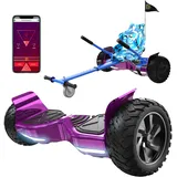 RCB Hoverboards SUV mit Sitz Hoverboards Off-Road, App-fähige Bluetooth, 8,5 '' Hummer + Hoverkart Go Kart für Self Balancing scooters, Geschenk für Kinder (Lila + Blau)