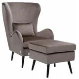 Guido Maria Kretschmer Home & Living Sessel "Salla auch in Fellimitat und Feincord, viele Bezugsarten, Ohrensessel", grau (taupe), B:78cm H:118cm T:94cm, Samtcord (92% Polyester 8% Polyamid), Struktur (100% Polyester), Struktur Hahnentritt (100% Polyester), Struktur fein (100% Polyester),