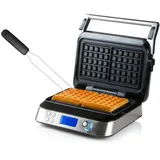 DOMO collection Domo - Digitales Doppel Waffeleisen Belgische Waffeln 5 Programme Timer Mit Waffelgabel