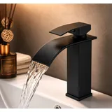 Badarmatur Wasserfall Wasserhahn Badezimmer Armatur Mischbatterie Schwarz GMF702