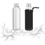 Relaxdays Trinkflasche Schwarz/Silber/Transparent 0,5 l
