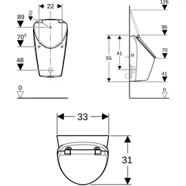 Geberit Renova S Urinal mit Deckel, Zulauf von hinten, Abgang hinten oder unten, - weiß