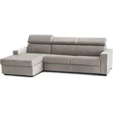 Talamo Italia Schlafsofa Aleandra, Ecksofa, 100% Italy, Sofa mit Drehöffnung, mit linker Behälterhalbinsel, mit schmalen Armlehnen, Cm 260x95h85, Turteltaube - Sonia Eck-Schlafsofa, Made in Drehbare Öffnung Matratze und Netz