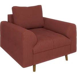 s-style möbel Sessel Zara Cord 70 x 70 x 70 cm Rot mit Kissen