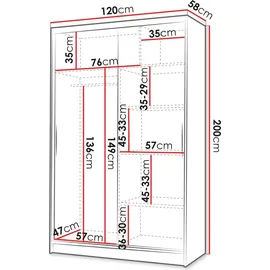Mirjan24 Schiebetürenschrank Lino II 2-türig 120 x 200 x 60 cm Beige/Weiß