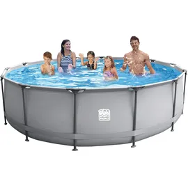 Happy People Stahlrahmenpool Set 457 x 106 cm grau