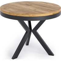 Runder Ausziehbarer Esstisch - Tisch im Loft-Stil mit Schwarz Metallbeinen - Industrieller Tisch für Wohnzimmer - Spacesaver - Eiche Craft - 100 -...