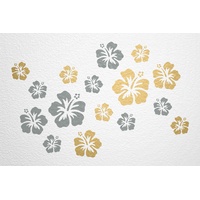 WANDfee Wandtattoo Hibiskus Blumen Hibiskusblüten FARBWUNSCH Wandaufkleber Fliesenaufkleber gold grau