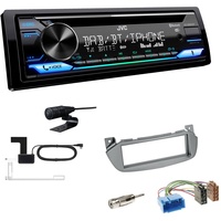 JVC KD-DB922BT 1-DIN Autoradio CD-Receiver Bluetooth DAB+ Digital Radio Einbauset passend für Nissan Pixo 2006-2013 Silber