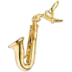 Ketten-Anhänger JOBO "Anhänger Saxophon", gold (goldfarben), Schmuckanhänger, Damen, Silber 925 (Sterlingsilber), 925 Silber vergoldet