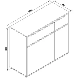 Vicco Kommode Ruben, Weiß 120 x 101 cm mit Schubladen