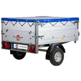 Stema Anhänger Mini 350 mit Bordwandaufsatz u. Flachplane  (Nutzlast: 245 kg, Einachser, Kasteninnenmaß: 134 x 108 x 26,5 cm  (Höhe inkl. Bordwandaufsatz 53 cm), Ungebremst)