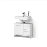 livinity® Waschbeckenunterschrank, Weiß, 70.2 x 57 cm mit 2 Schubladen und 1 Tür