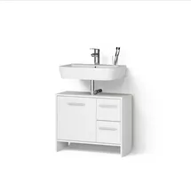 livinity® Waschbeckenunterschrank, Weiß, 70.2 x 57 cm mit 2 Schubladen und 1 Tür