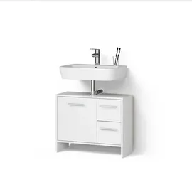 livinity® WASCHBECKENUNTERSCHRANK Amalfi Weiß 70.2 x 57 cm mit 2 Schubladen und 1 Tür