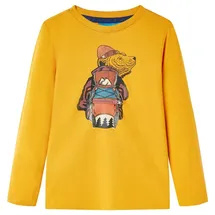 vidaXL Kinder Langarmshirt Bären Aufdruck Langarm T-Shirt Jungen Kindershirt Ocker 104 - 104
