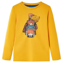 vidaXL Kinder Langarmshirt Bären Aufdruck Langarm T-Shirt Jungen Kindershirt Ocker 104 - 104