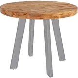 SAM Outillage Esszimmertisch rund 130 cm Mangoholz naturfarben silber Adelina