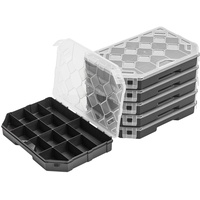 6x Sortimentskasten Kleinteilemagazin – 195 x 284 x 40 mm - Sortierkasten mit Transparent Deckel Sortierkoffer Werkzeugbox Sortimentskoffer