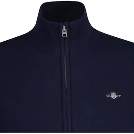 GANT Strickjacke, Wolle - EXTRAFINE LAMBSWOOL ZIP CARDIGAN, Stehkragen blau, 2XL